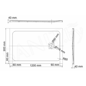 Душевой поддон Wasserkraft Rhin 44T07 / 44T10