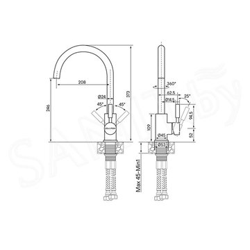 Смеситель для кухонной мойки Paulmark Holstein Ho212063-NI / Ho212063-CR