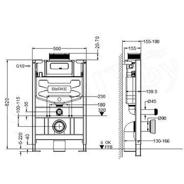 Инсталляция для унитаза Burke MOD4 400.00.1 низкая, кнопка сверху