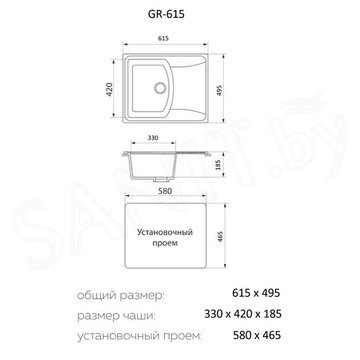 Кухонная мойка Granrus GR-615