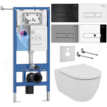 Комплект инсталляции Roxen StounFix Dual Fresh с удлиненными креплениями, аромадозатором, кнопкой смыва Caspia 410280 и унитазом Ideal Standard Ellisse T569201