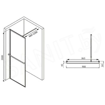 Душевое ограждение Abber Immer Offen AG60090B / AG60100B / AG60120B