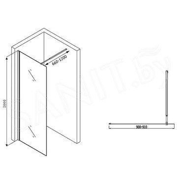 Душевое ограждение Abber Immer Offen AG61090B / AG61100B / AG61120B