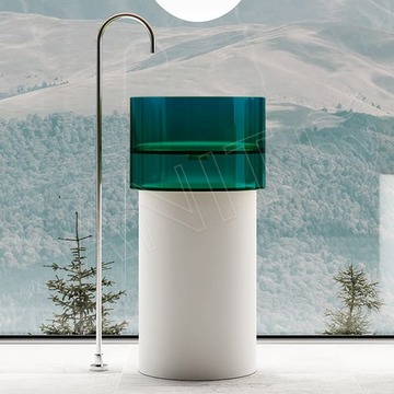 Умывальник Abber Kristall AT2701White-Aquamarin-H напольный