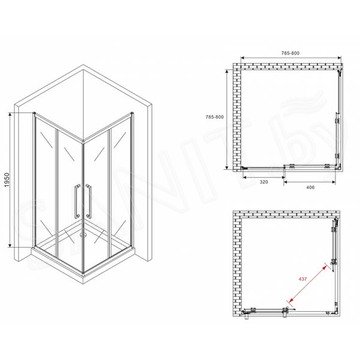 Душевой уголок Abber Schwarzer Diamant AG02080BDTH / AG02090BDTH / AG02100BDTH