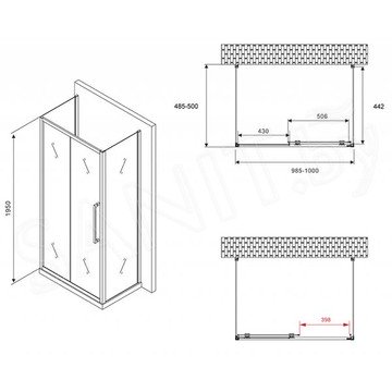 Душевой уголок Abber Schwarzer Diamant AG30100BH П-образный