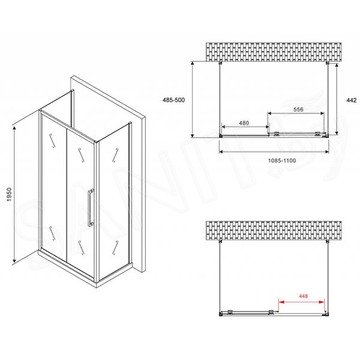 Душевой уголок Abber Schwarzer Diamant AG30110BH П-образный