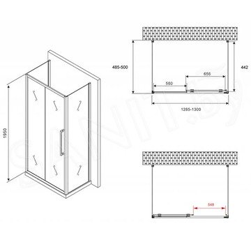 Душевой уголок Abber Schwarzer Diamant AG30130BH П-образный