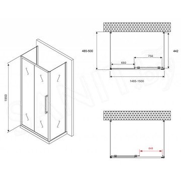 Душевой уголок Abber Schwarzer Diamant AG30150BH П-образный