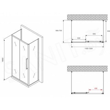 Душевой уголок Abber Schwarzer Diamant AG30120BMH П-образный