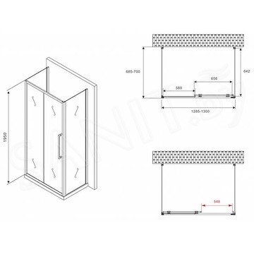 Душевой уголок Abber Schwarzer Diamant AG30130BMH П-образный