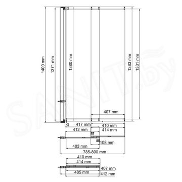 Душевая шторка на ванну Wasserkraft Main 41S02-80 WasserSchutz