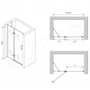 Душевая дверь Abber Zart AG08090B / AG08100B / AG08120B