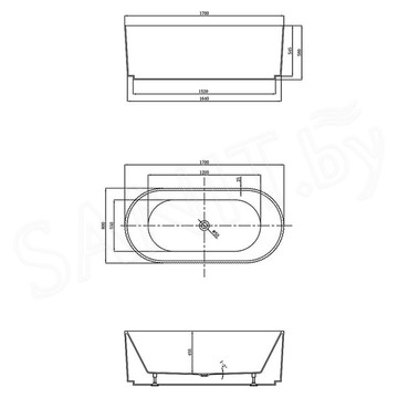 Акриловая ванна Vincea VBT-426-1700 / VBT-426-1700MW