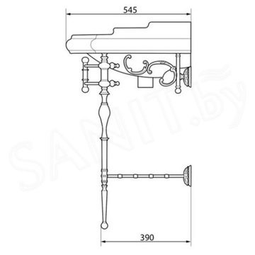 Консоль с умывальником Caprigo 7060/73-CRM