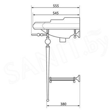 Консоль с умывальником Caprigo 7064/73-ORO