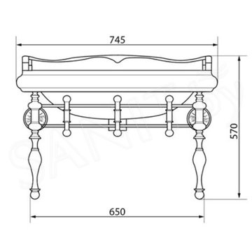 Консоль с умывальником Caprigo LOW7060/73-ORO