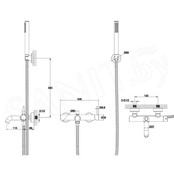 Смеситель для ванны Whitecross Y Y1231GL / Y1231GLB