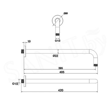 Кронштейн для верхнего душа Whitecross Y1310CR / Y1310NIB