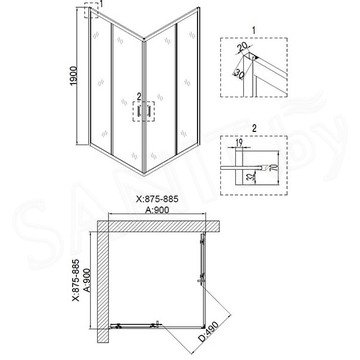 Душевой уголок Niagara Nova NG-6888-08 / NG-6808-08 / NG-6809-08 Black