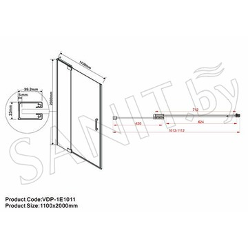 Душевая дверь Vincea Extra VDP-1E прозрачная профиль черный