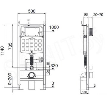 Комплект инсталляции 6 в 1 Amore di mare QuickFit 50114 с подвесным унитазом Tassaro P202 и клавишей смыва 303BN / 303CH