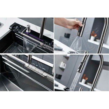 Кухонная мойка Cerutti Gloria Pro nano black CT10578 многофункциональная