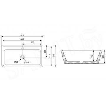 Умывальник Abber Rechteck AC2201MB