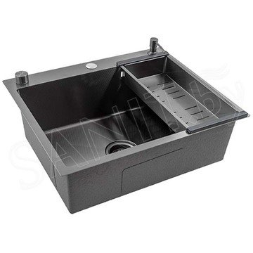 Кухонная мойка Avina Futur FK Eco Embossing Pop-up Standart Black Nano с коландером и дозатором