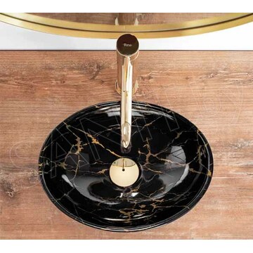 Умывальник Rea Sofia Mini Black U8013 / Mini Black Marble Shiny U6963