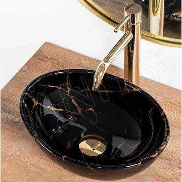 Умывальник Rea Sofia Mini Black U8013 / Mini Black Marble Shiny U6963