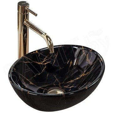 Умывальник Rea Sofia Mini Black U8013 / Mini Black Marble Shiny U6963