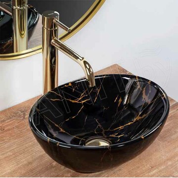 Умывальник Rea Sofia Mini Black U8013 / Mini Black Marble Shiny U6963
