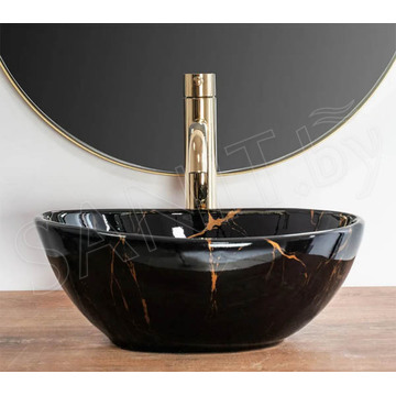 Умывальник Rea Sofia Mini Black U8013 / Mini Black Marble Shiny U6963