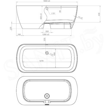 Ванна из искусственного камня Astra-form Антарес Solid белая