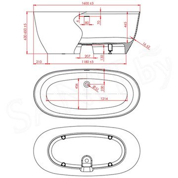 Ванна из искусственного камня Astra-form Атрия Solid с интегрированным переливом цветная