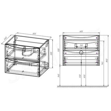 Тумба под умывальник Vincea Mia 600 / 700 / 750 / 800 / 900 / 1000 / 1200 V.Oak