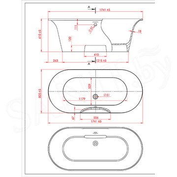 Ванна из искусственного камня Astra-form Монако Solid белая