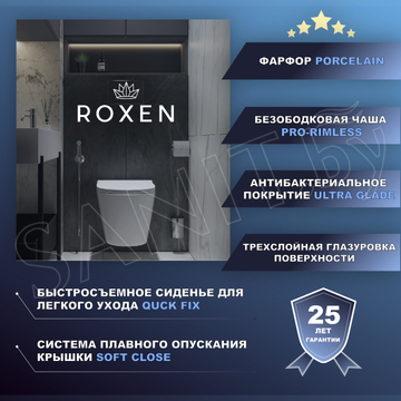 Комплект инсталляции 8 в 1 Roxen StounFix Dual Fresh 968460-5 c гигиеническим душем Shevanik брашированное золото