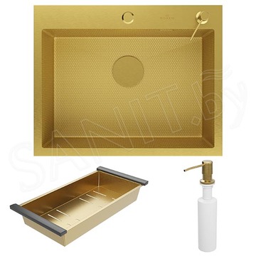 Кухонная мойка Roxen Snake 560220-60-GS PVD (gold) с коландером и дозатором (износостойкое покрытие)