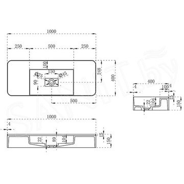 Умывальник Vincea Solid Surface VWB-6S380MW / VWB-6S312MW