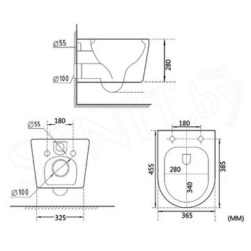 Комплект инсталляции Asten Readle Zentralmodul AR0501 с кнопкой и унитазом Roxen Simple Compact 530120-01