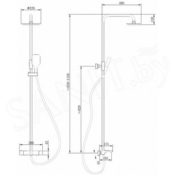 Душевая стойка Abber Thermostat AF8516 с термостатом