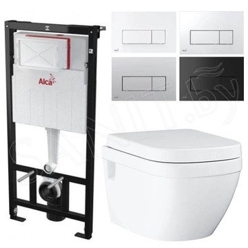 Комплект инсталляции AlcaPlast AM101/1120 Sadromodul с ароматизатором, кнопкой M570 / M571 / M572 / M578 и унитазом Grohe Euro Ceramic 39538000