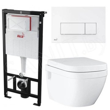 Комплект инсталляции AlcaPlast AM101/1120 Sadromodul с ароматизатором, кнопкой M570 / M571 / M572 / M578 и унитазом Grohe Euro Ceramic 39538000
