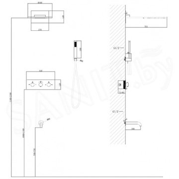 Душевая система Abber Wasser Kreis AF8150B встраиваемая с термостатом