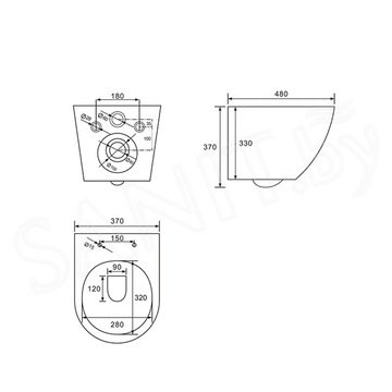 Комплект инсталляции Abber AC0105 с кнопкой AC0120MB и унитазом Bequem AC1100MB