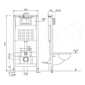 Комплект инсталляции Abber AC0105 с кнопкой AC0121MB и унитазом Bequem AC1100MB