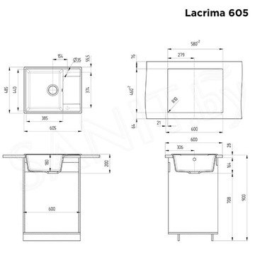 Кухонная мойка Maunfeld Lacrima 605 MFQS-605B / MFQS-605DGR