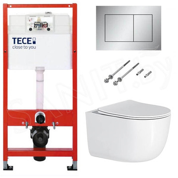 Система инсталляции для унитаза TECEbase kit 9400401 с кнопкой Tecenow 9240402 и унитазом Roxen Vortex Tornado 530160-01